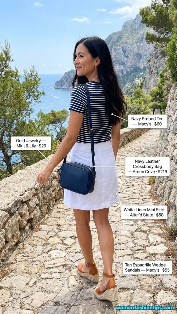 White Linen Mini Skirt Outfit