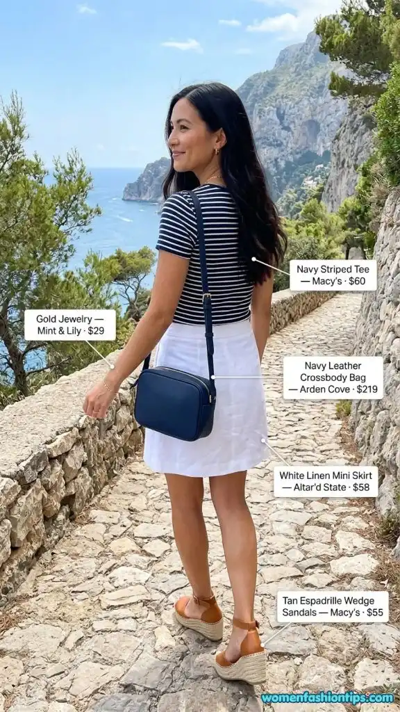 White Linen Mini Skirt Outfit
