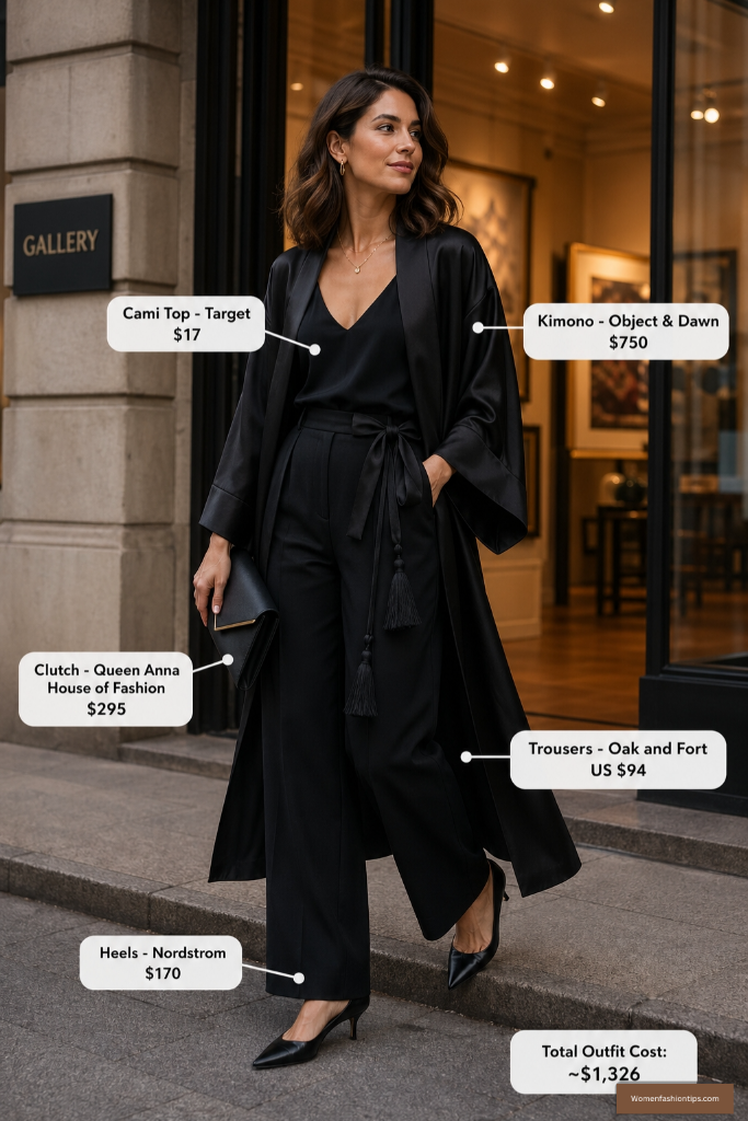 All-Black Kimono For Gallery Hopping