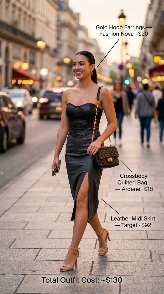 Black Leather Corset Outfit