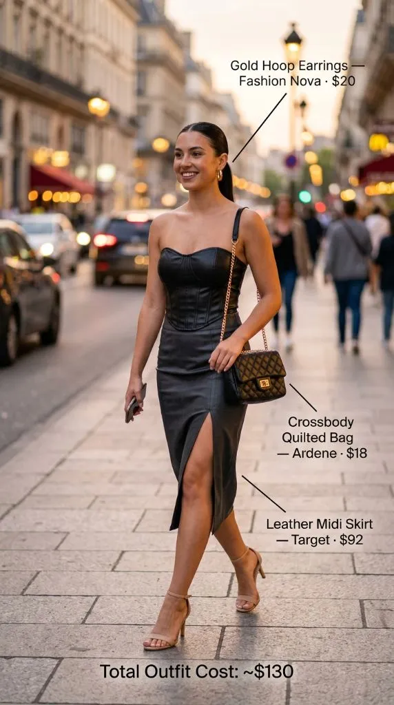 Black Leather Corset Outfit