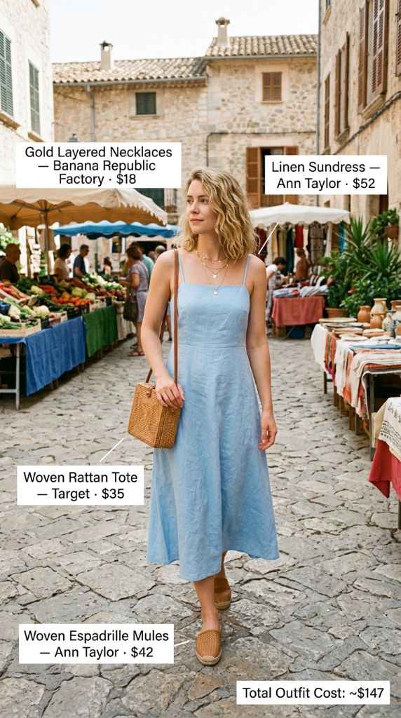 Blue Linen Sundress Outfit