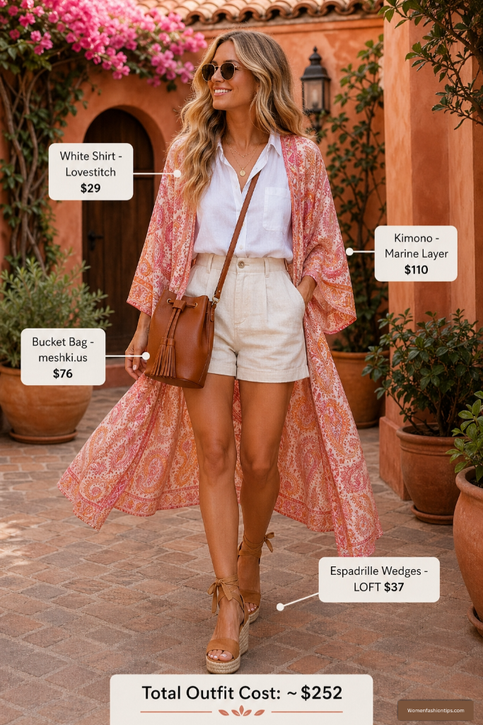 Pink Paisley Kimono Mediterranean Vibes