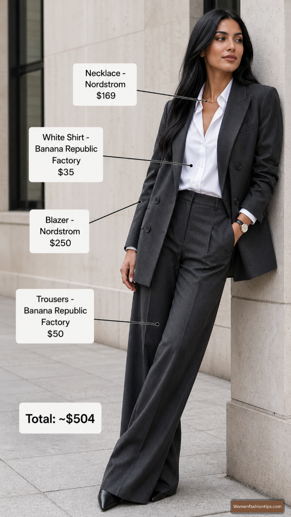 Charcoal Power Suit With White Shirt