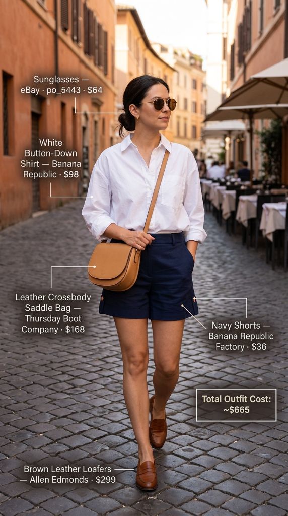 Navy Shorts and White Shirt