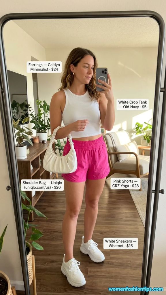 Athleisure Pink Shorts Outfit