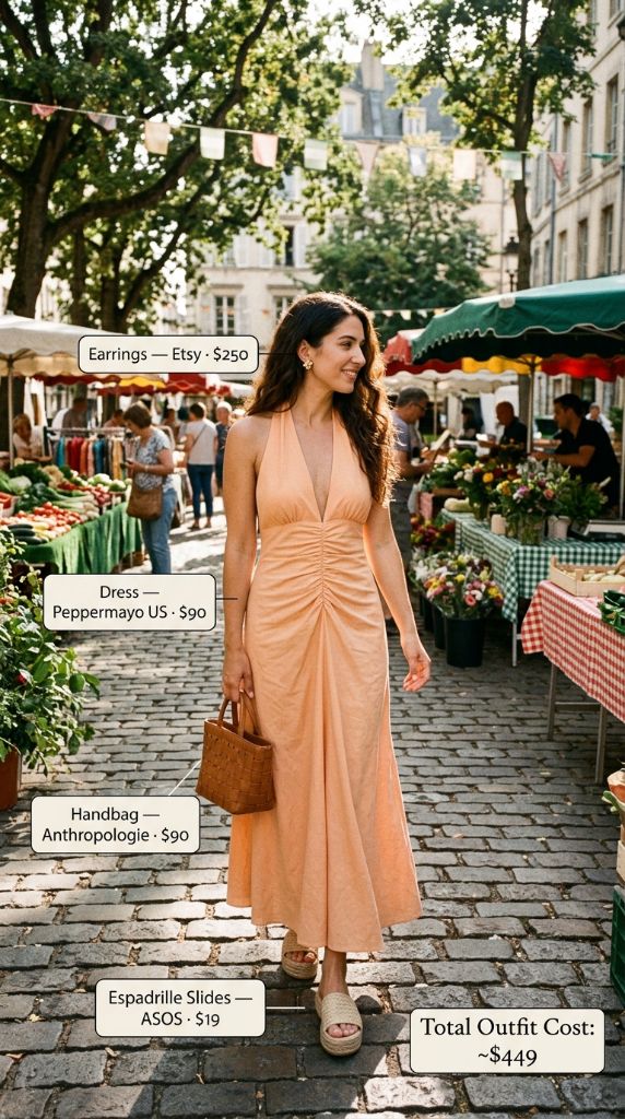 Peach Halter Maxi Dress
