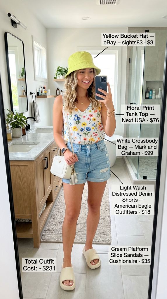 Yellow Bucket Hat Floral Outfit