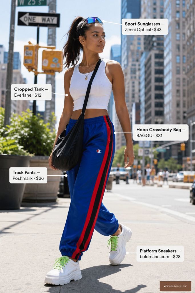 Sporty Cropped Tank With Track Pants