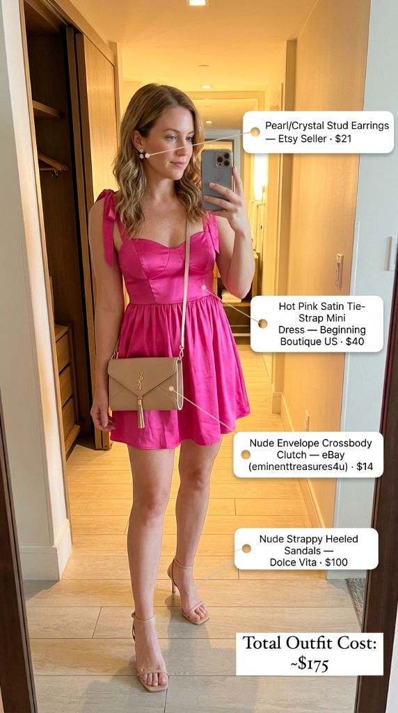 Hot Pink Satin Mini Dress