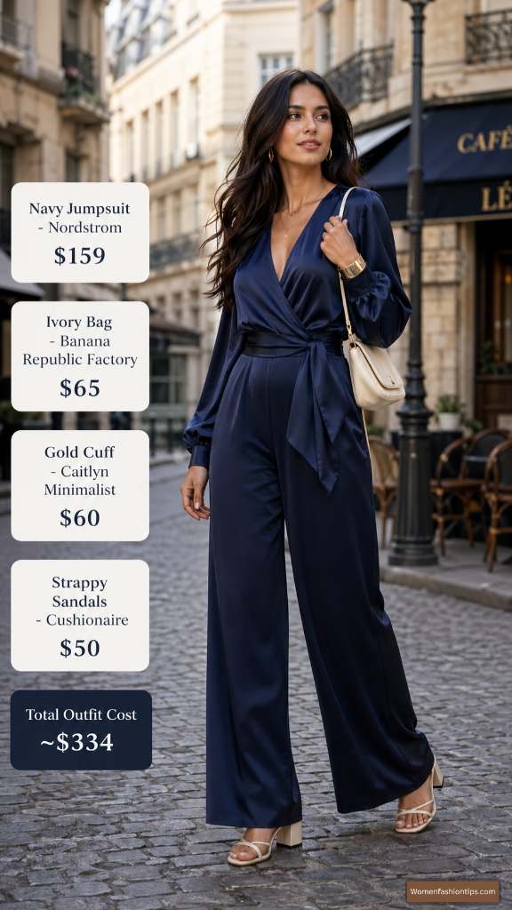 Navy Satin Jumpsuit