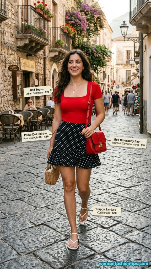 Red and Polka Dot Outfit