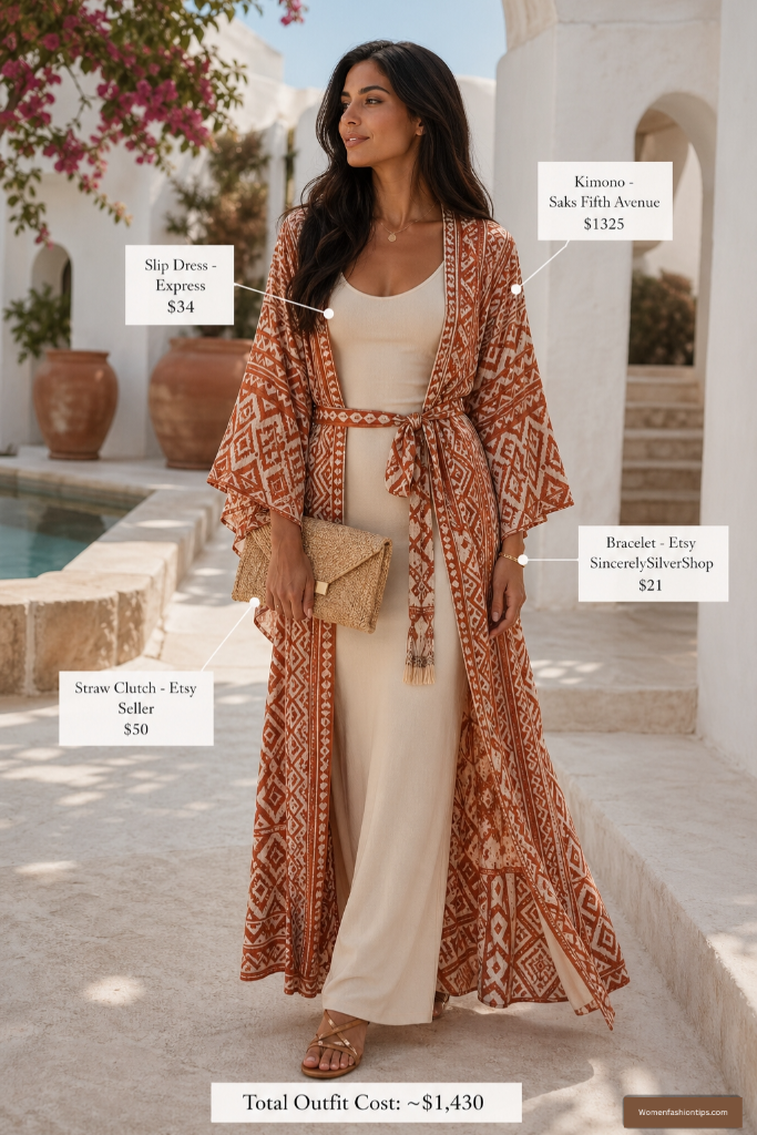 Boho Tribal Kimono Resort Look