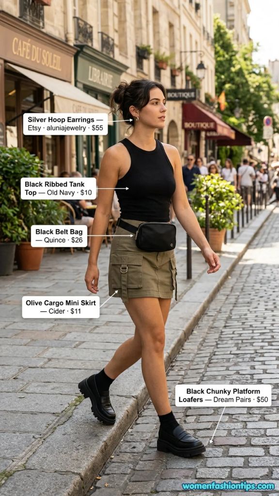 Olive Cargo Mini with Belt Bag