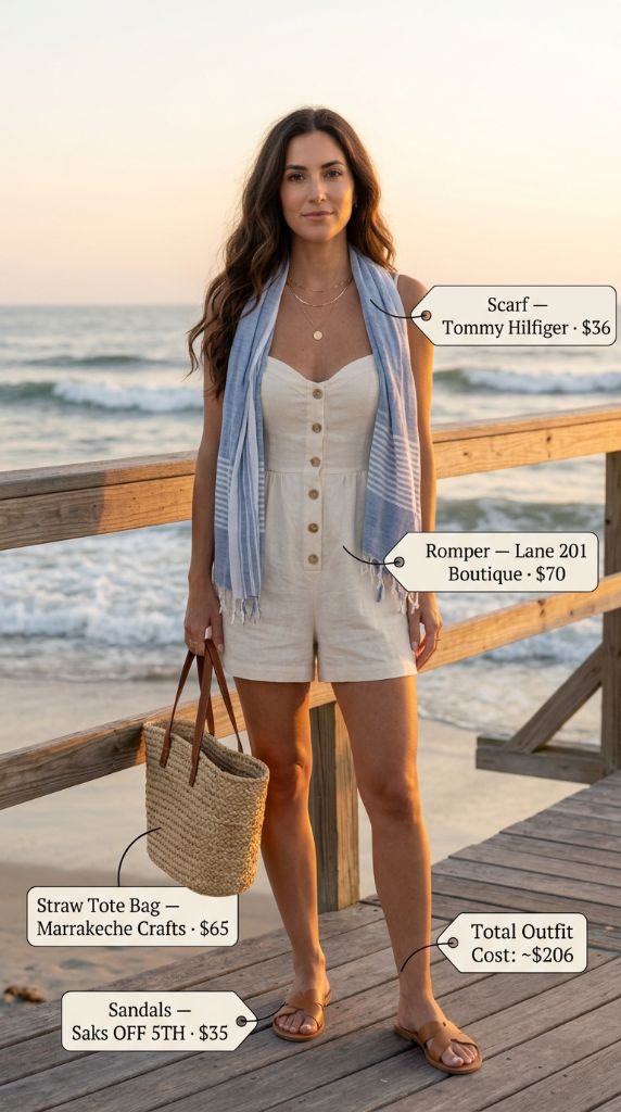 Beach-Ready Linen Romper Look