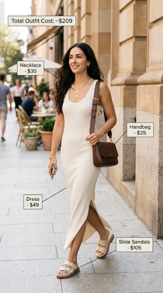 Cream Ribbed Maxi Dress