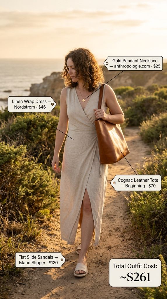 Linen Wrap Dress Outfit
