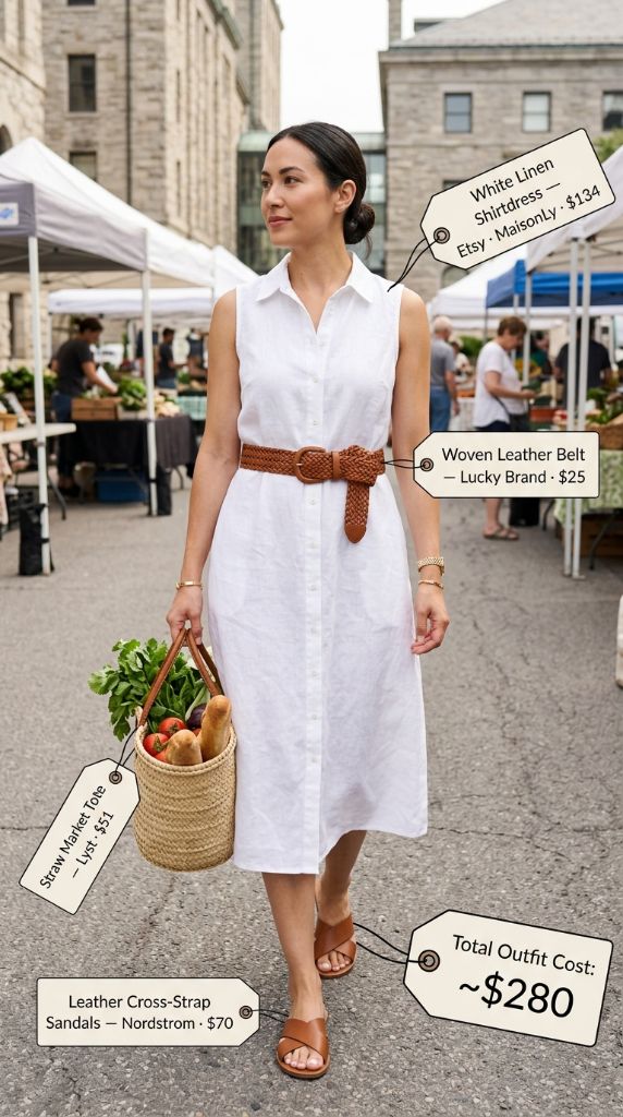 White Linen Shirtdress Outfit