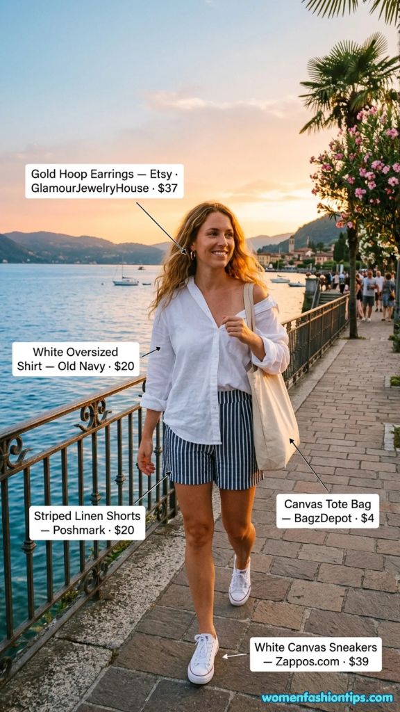 Striped Linen Shorts Outfit