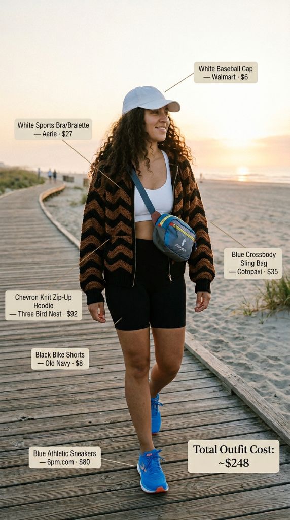 Sporty Chevron Knit Beach Athleisure