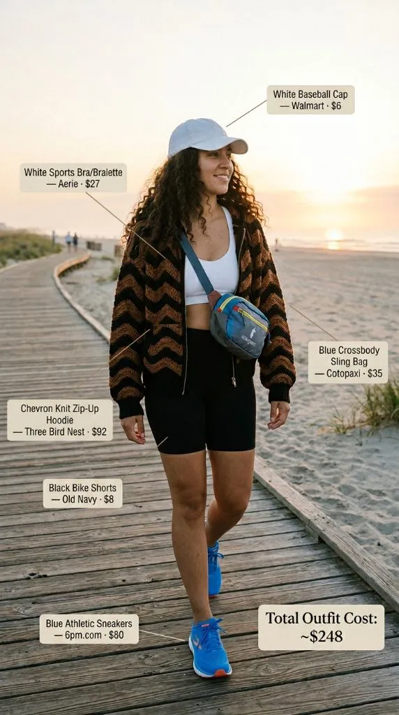Sporty Chevron Knit Beach Athleisure