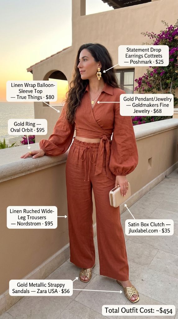 Terracotta Wrap Top Evening Set