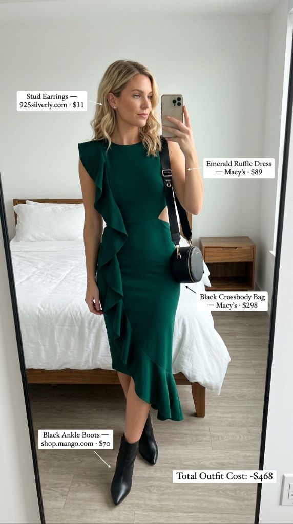 Emerald Ruffle Dress Outfit