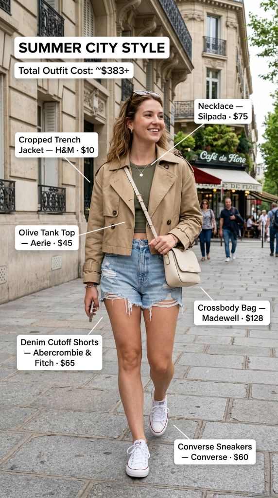 Summer City Style With Cropped Trench