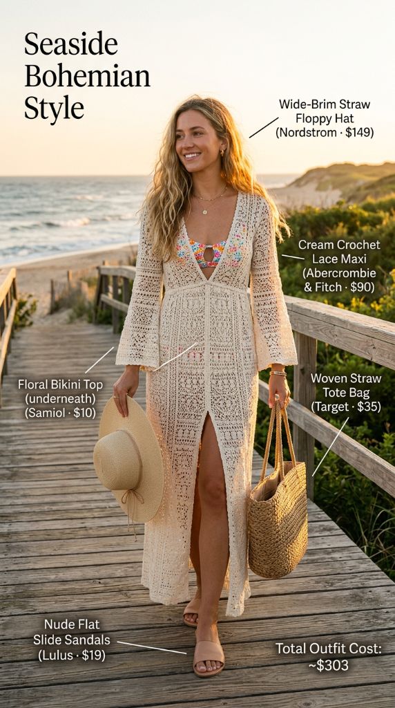 Seaside Bohemian Crochet Lace Maxi