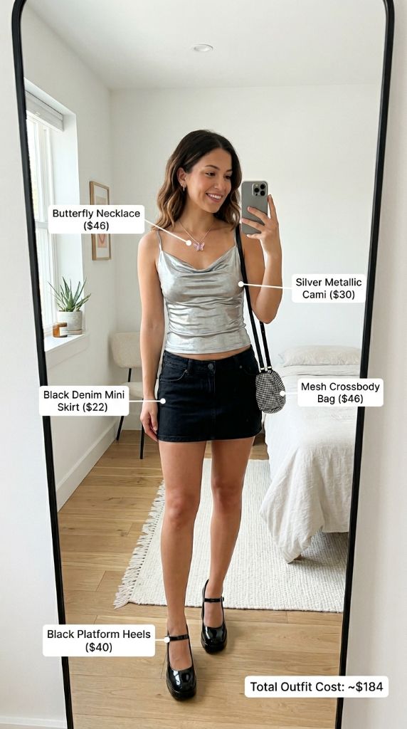 Silver Metallic Cami Outfit