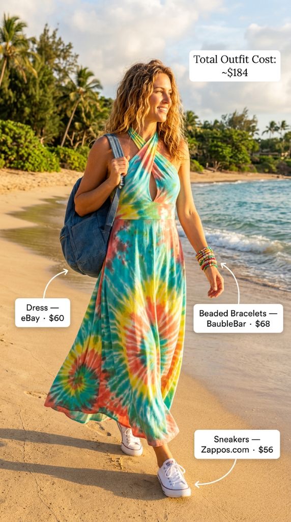 Tie-Dye Halter Maxi Dress