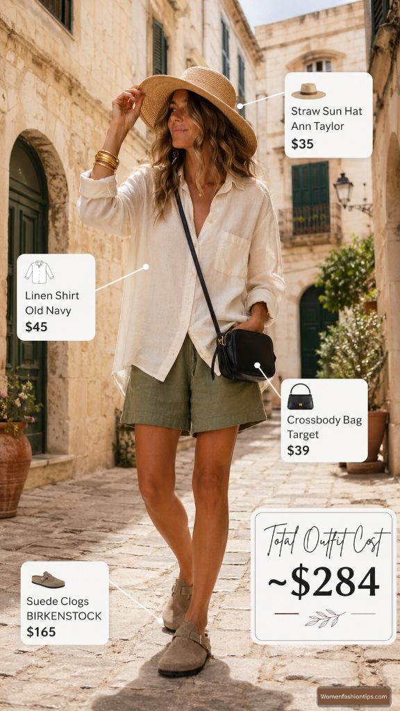 Mediterranean Linen and Straw Hat