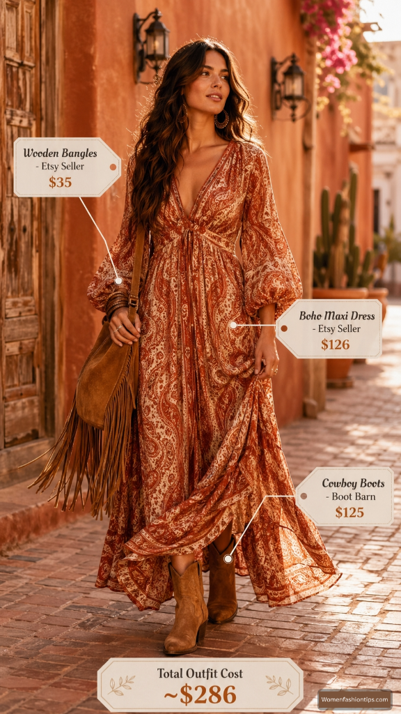 Boho Paisley Maxi Dress