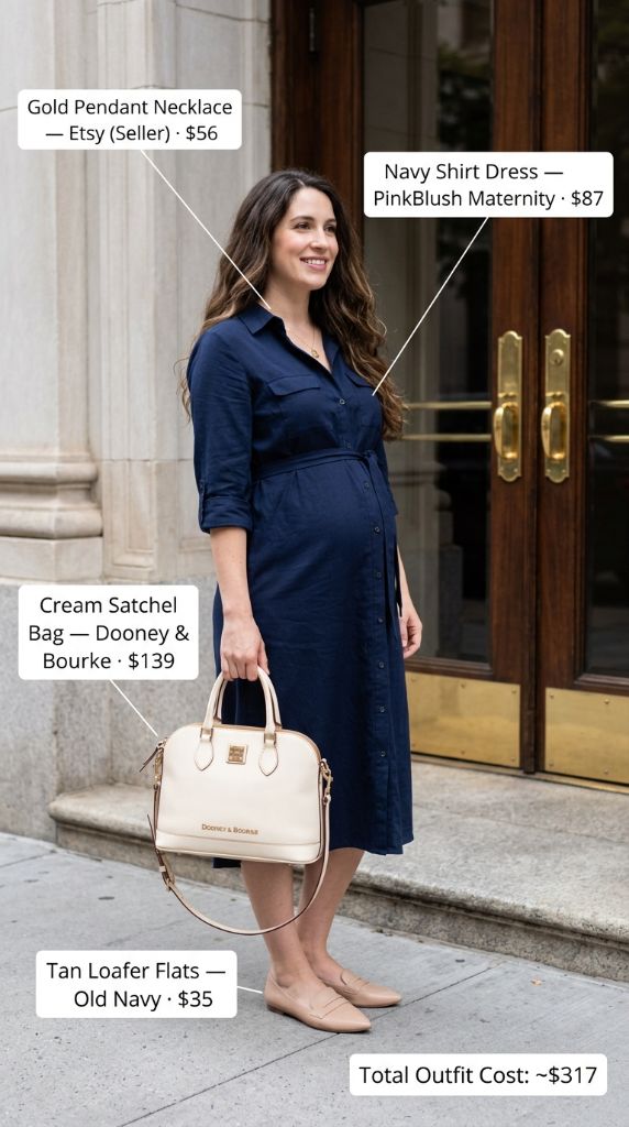 Navy Maternity Shirt Dress