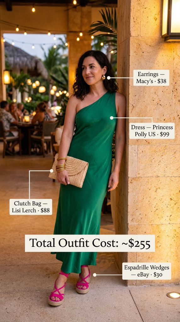 Emerald One-Shoulder Maxi Dress