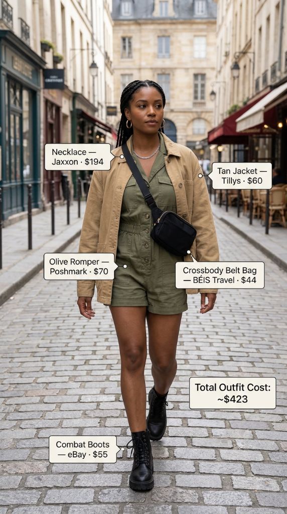 Layered Olive Romper Paris Style