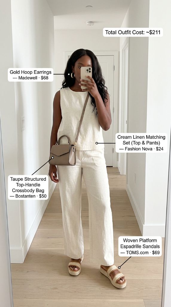 Cream Linen Matching Set