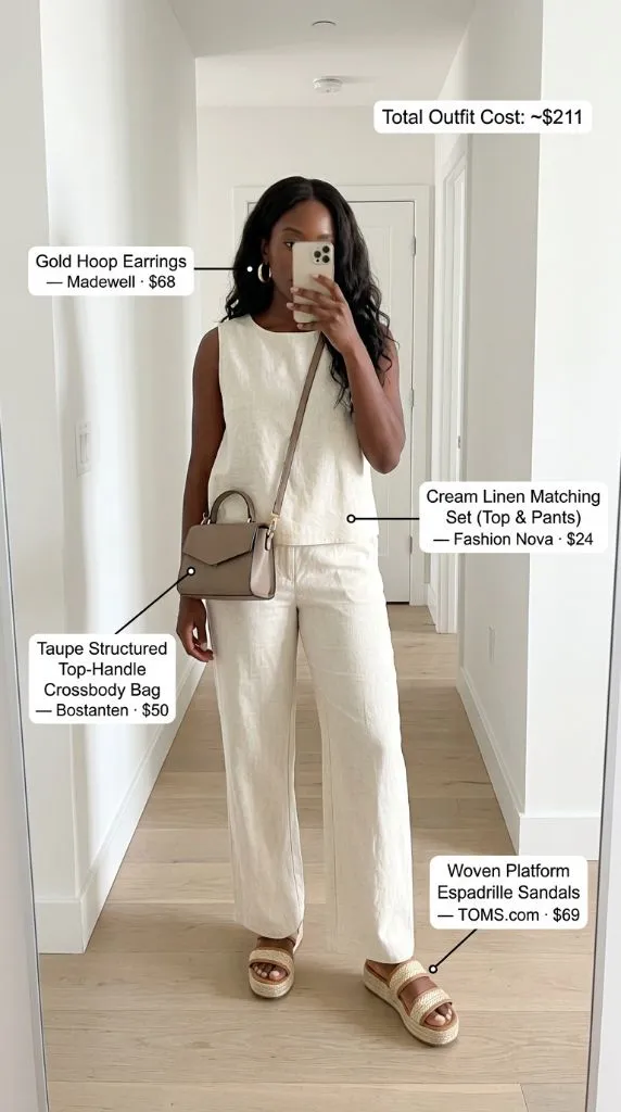 Cream Linen Matching Set