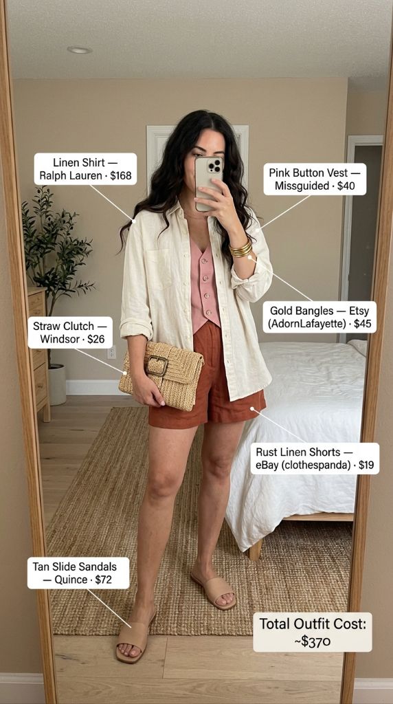 Linen Shirt with Rust Shorts