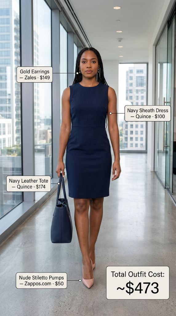 Navy Sheath Dress Outfit