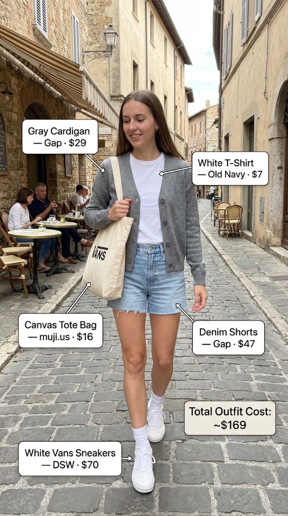European Student Cardigan And Sneakers
