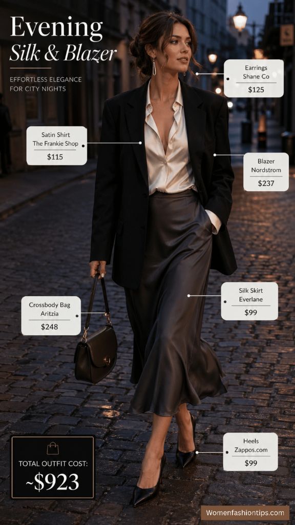 Silk Skirt with Blazer Evening Look