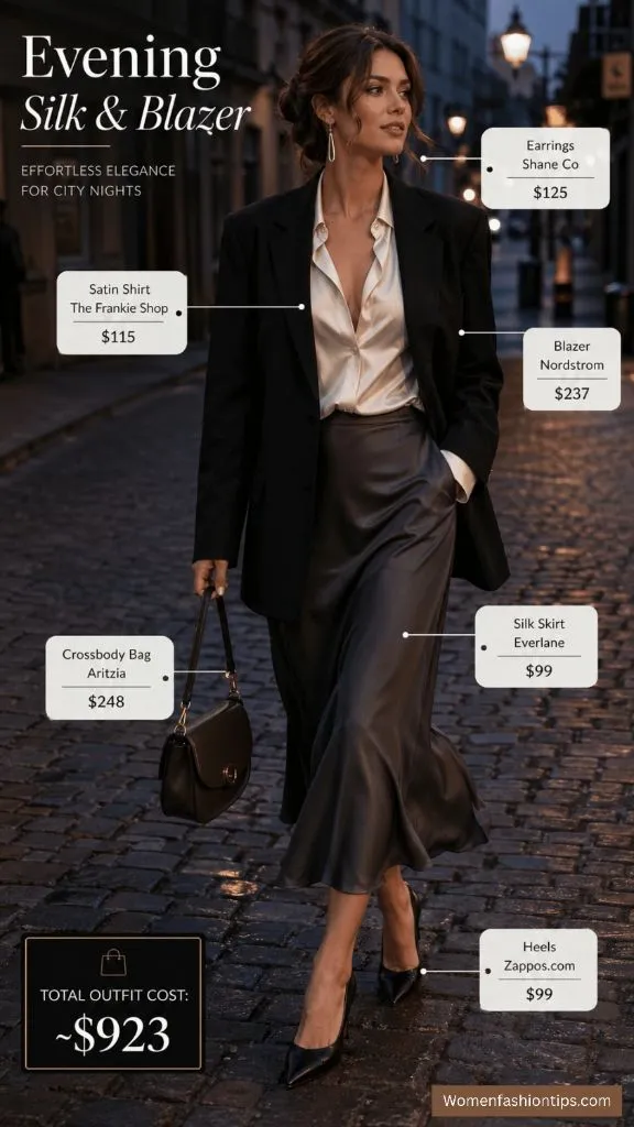 Silk Skirt with Blazer Evening Look