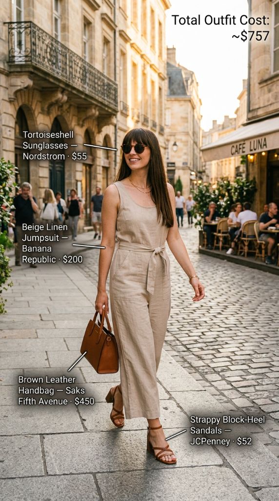 Beige Linen Jumpsuit European Wanderer