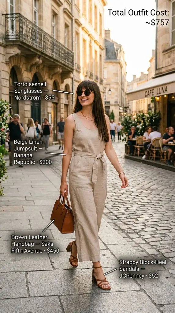 Beige Linen Jumpsuit European Wanderer