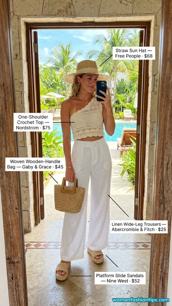 Crochet Top With Linen Wide-Leg Trousers