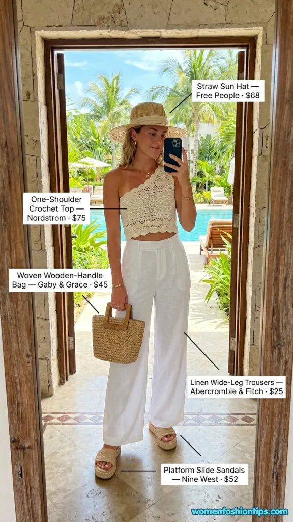 Crochet Top With Linen Wide-Leg Trousers