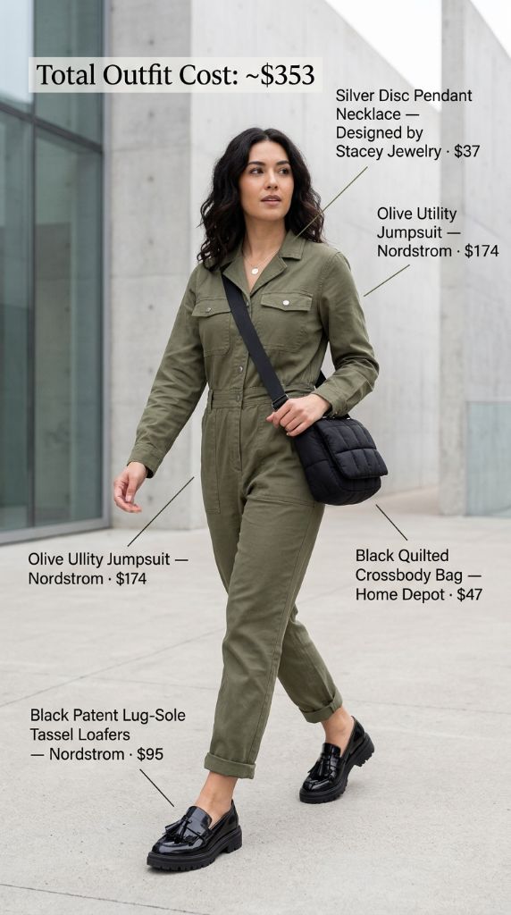 Olive Utility Jumpsuit Power Move