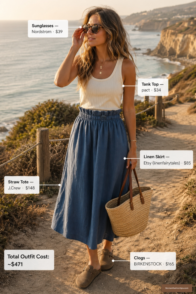 Coastal Calm with a Linen Skirt