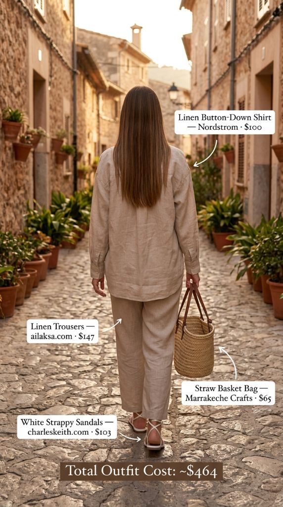 Natural Linen Button-Down Travel Set